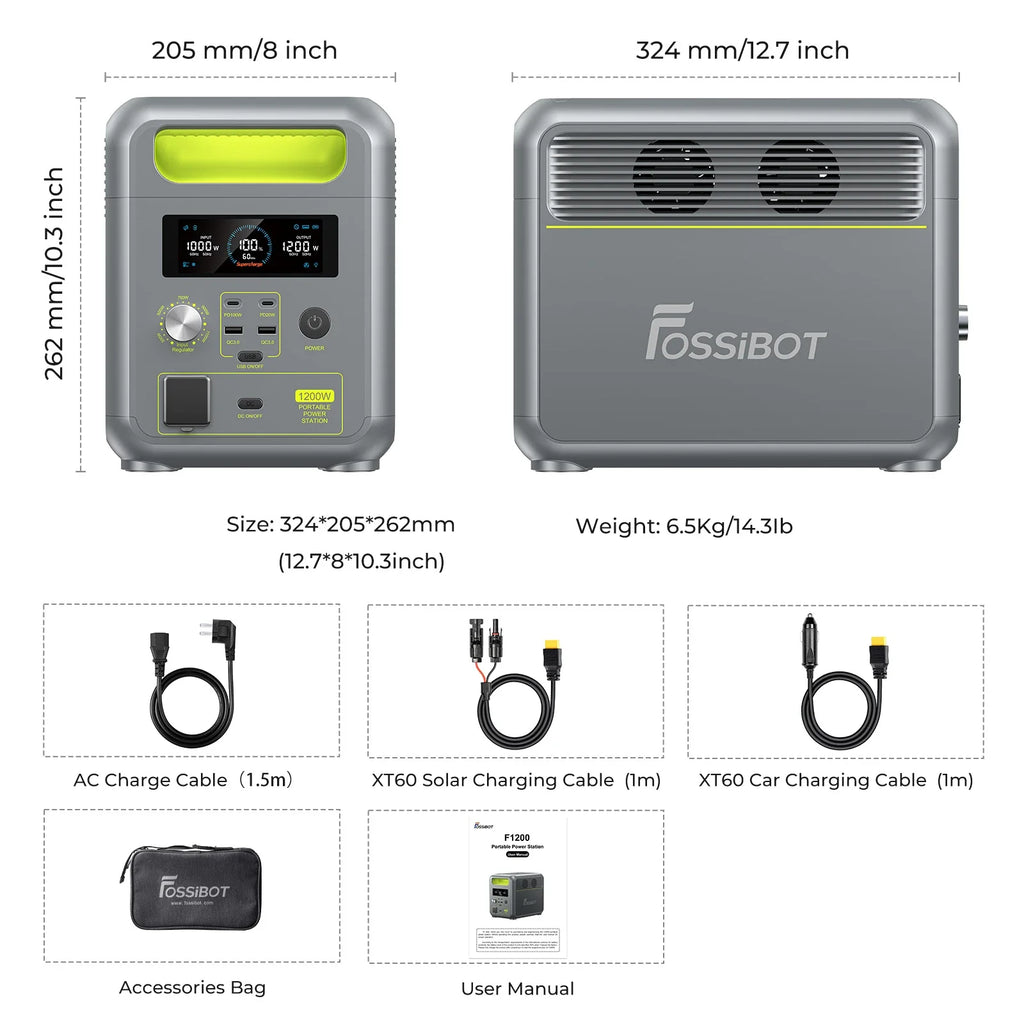 Stație de alimentare portabilă FOSSiBOT F2400 | 1.200 W 1.024 Wh