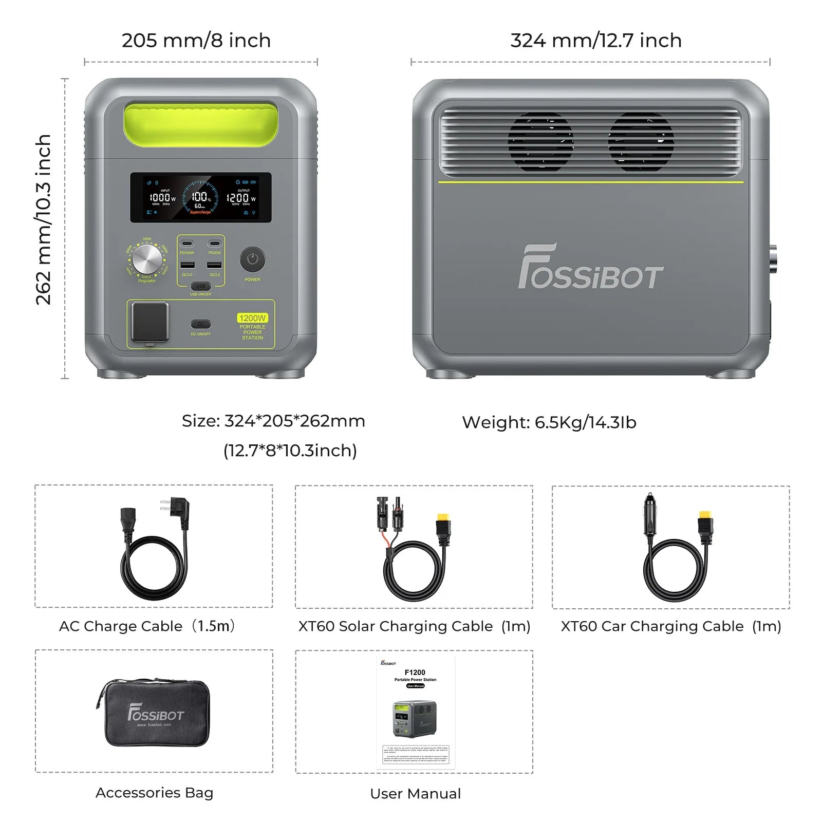 Stație de alimentare portabilă FOSSiBOT F2400 | 1.200 W 1.024 Wh