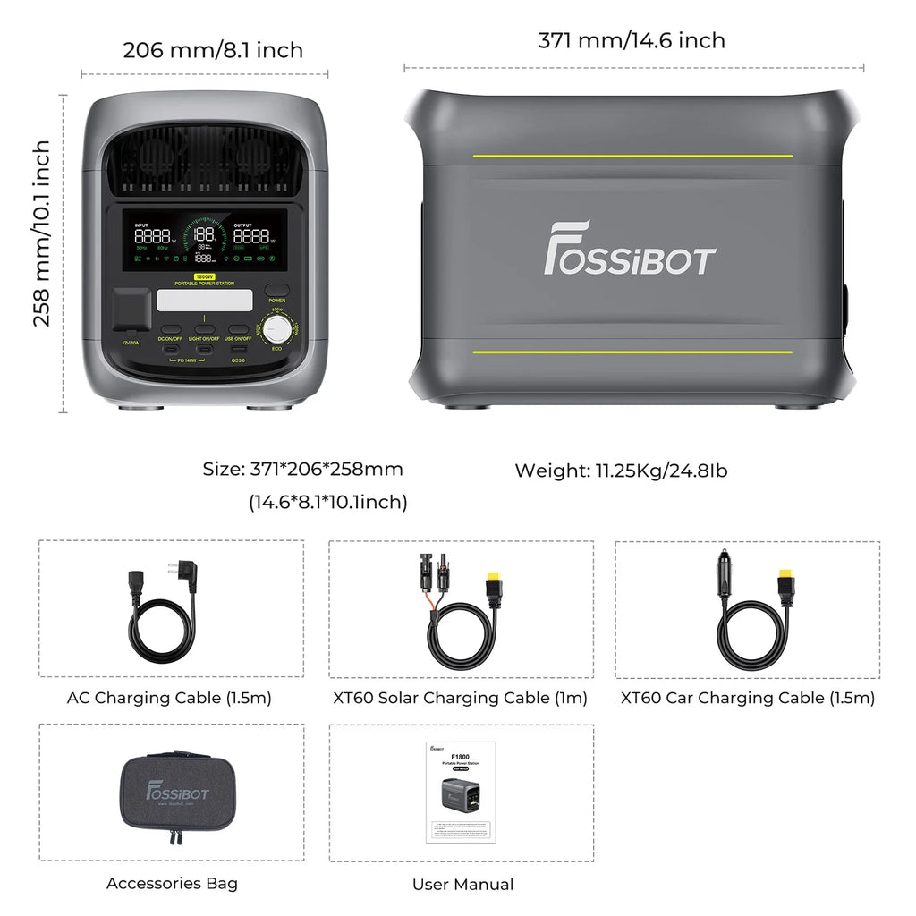 Stație de alimentare portabilă FOSSiBOT F1800 | 1.200 W 1.024 Wh