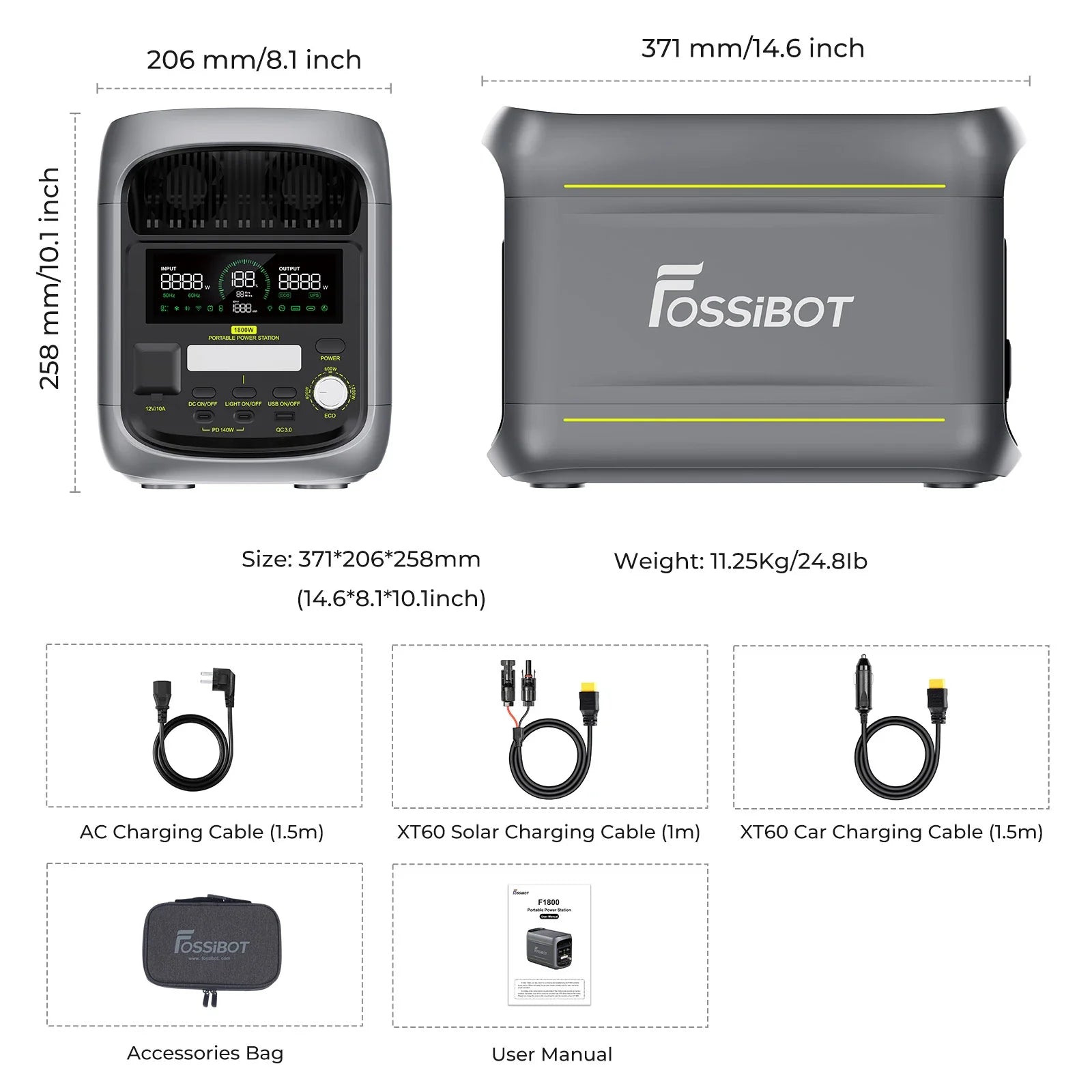 Stație de alimentare portabilă FOSSiBOT F1800 | 1.200 W 1.024 Wh