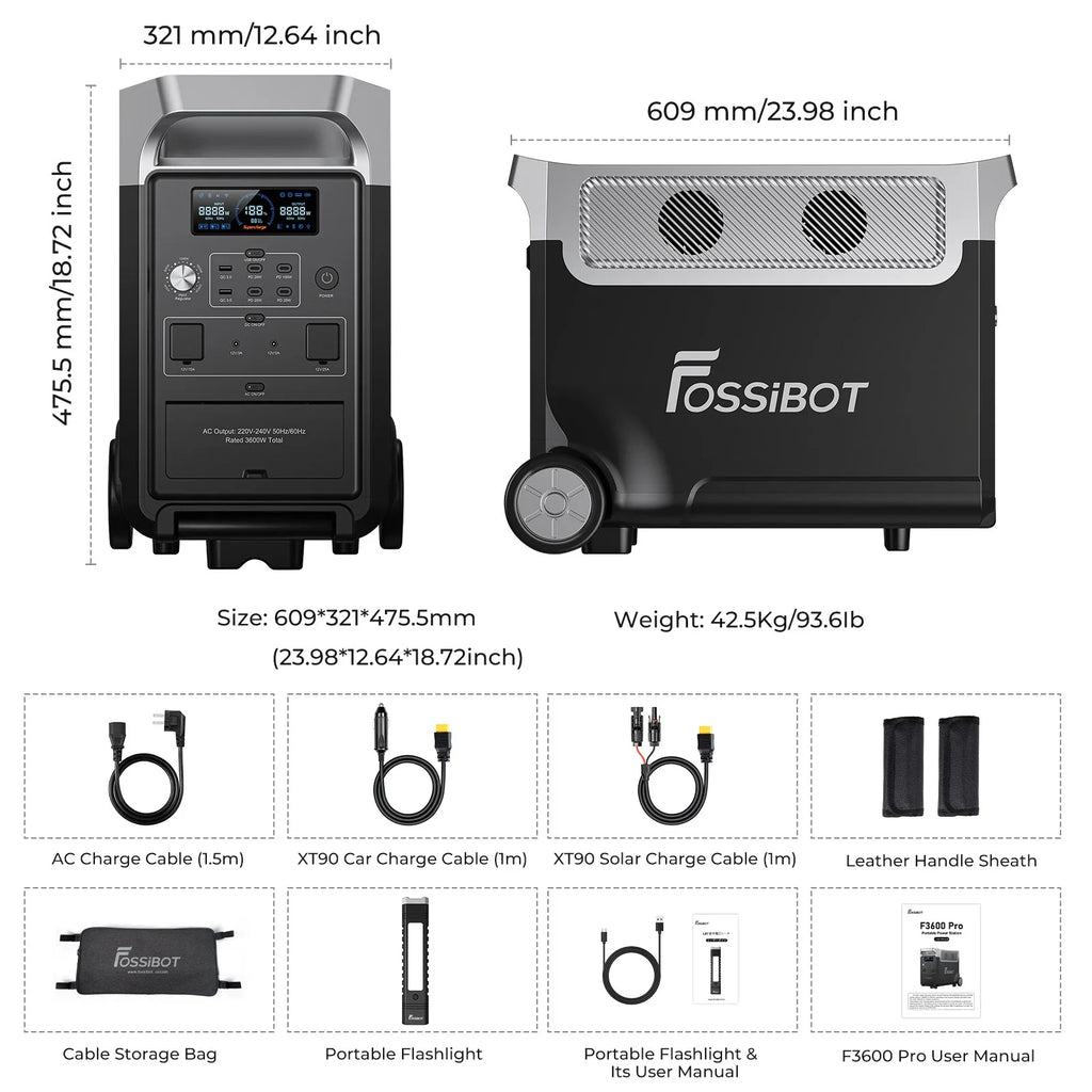 Stație de alimentare portabilă FOSSiBOT F3600 Pro | 3.600 W 3.840 Wh