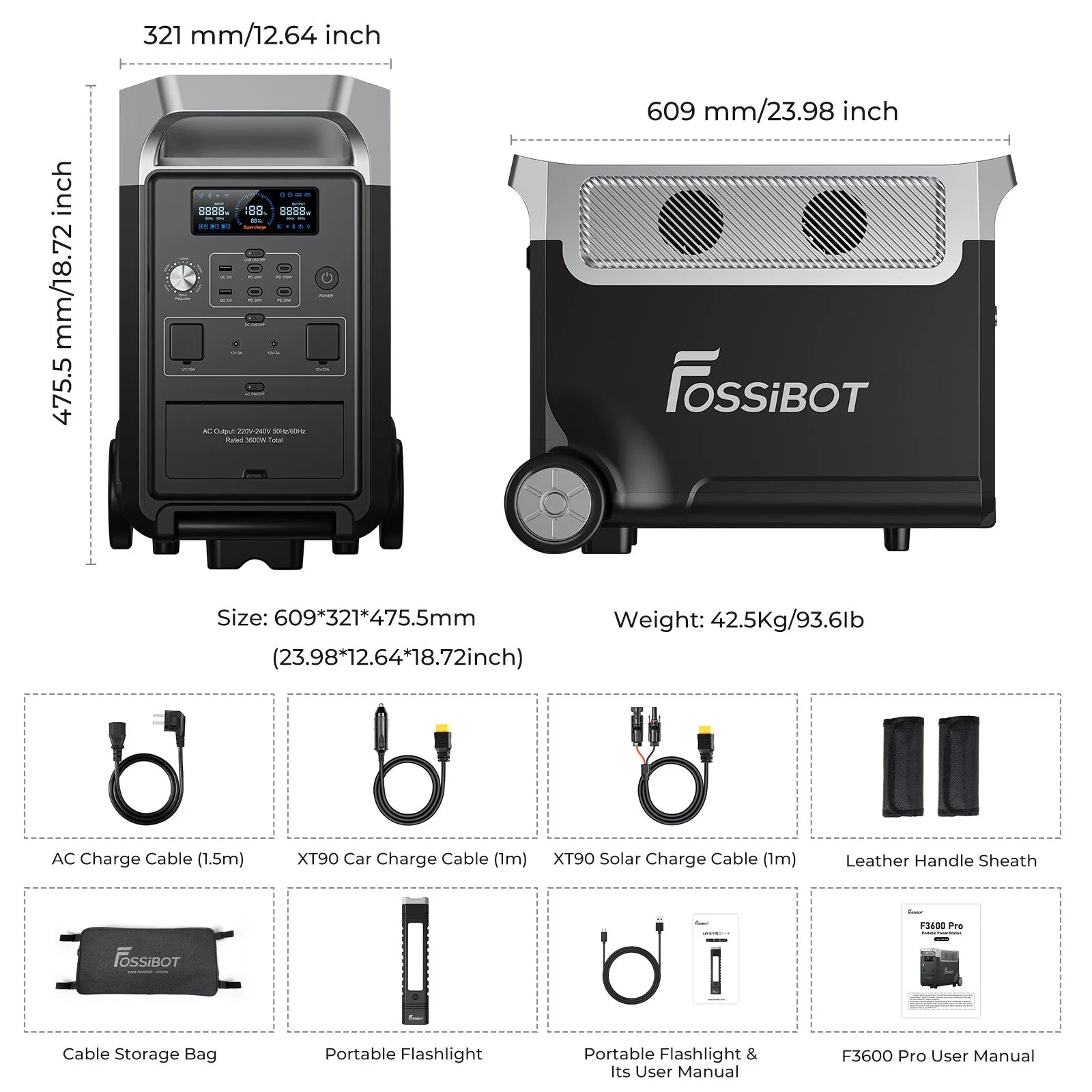Stație de alimentare portabilă FOSSiBOT F3600 Pro | 3.600 W 3.840 Wh