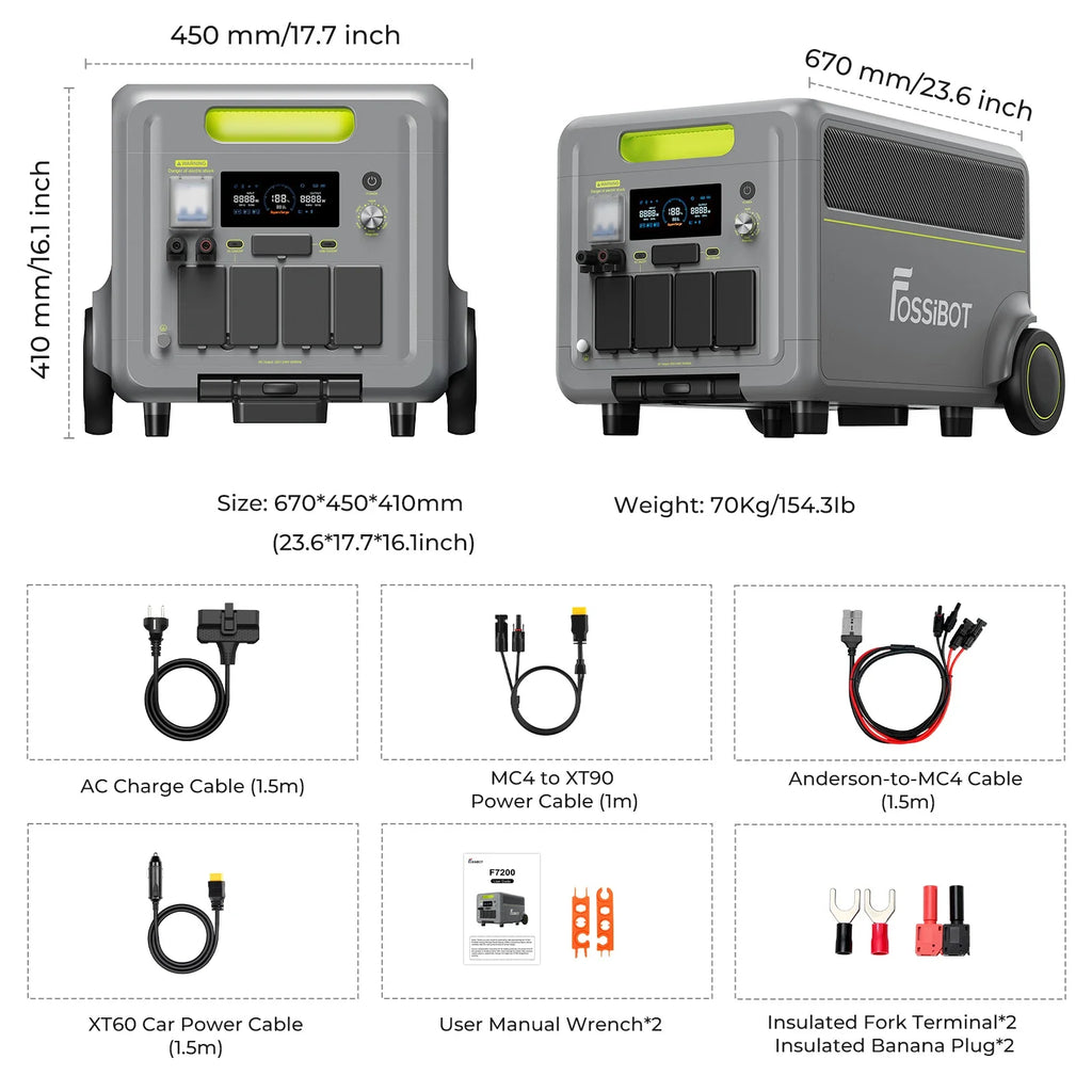 Stație de alimentare portabilă FOSSiBOT F7200 | 7.200 W 5.222.4 Wh