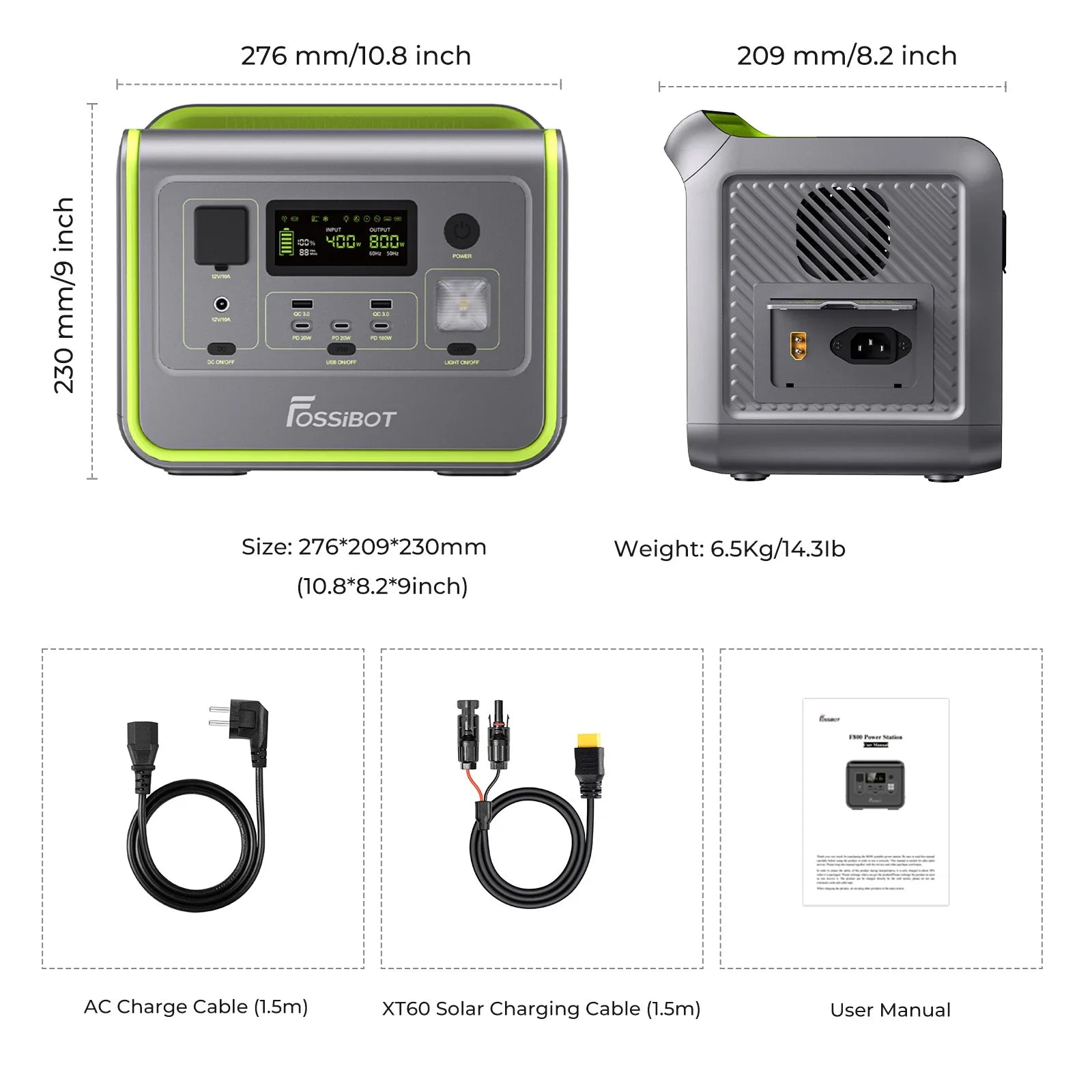 Stație de alimentare portabilă FOSSiBOT F800 | 800 W 512 Wh